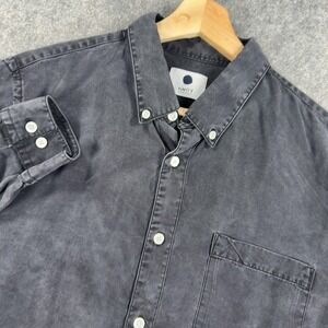 NN07 Falk Shirt Mens Large Gray Tencel Twill Slim Fit Long Sleeve Button Down